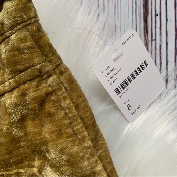 NWT Free People Olive Velvet Mini Skirt Sz 8 - Picture 5 of 6